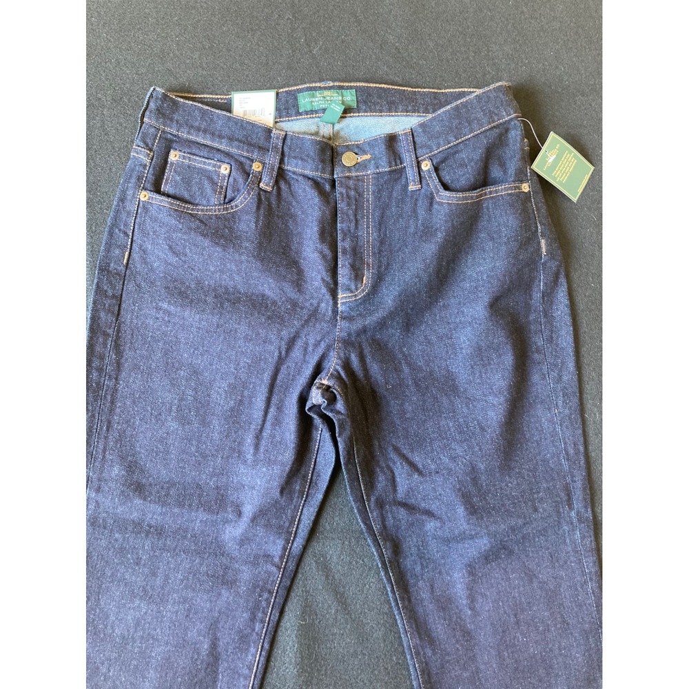 NWT Lauren Ralph Lauren Petite Classic Straight Jeans Womens 14P Dark Wash Denim